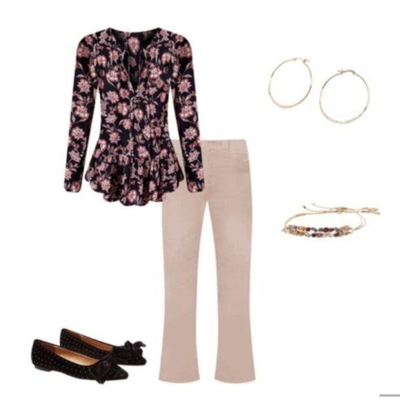 NWT LOFT Floral Ruffled Bottom Peasant Top Small - Picture 4 of 12